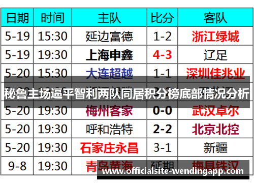 秘鲁主场逼平智利两队同居积分榜底部情况分析 秘鲁主场逼平智利两队同居积分榜底部情况分析